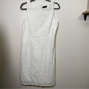 Ann Taylor Sleeveless White Eyelet Shift Dress size 8